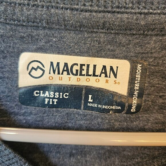 Magellan Outdoors Classic Fit Long Sleeve Blue waffle knit Shirt L base layer - Picture 3 of 5